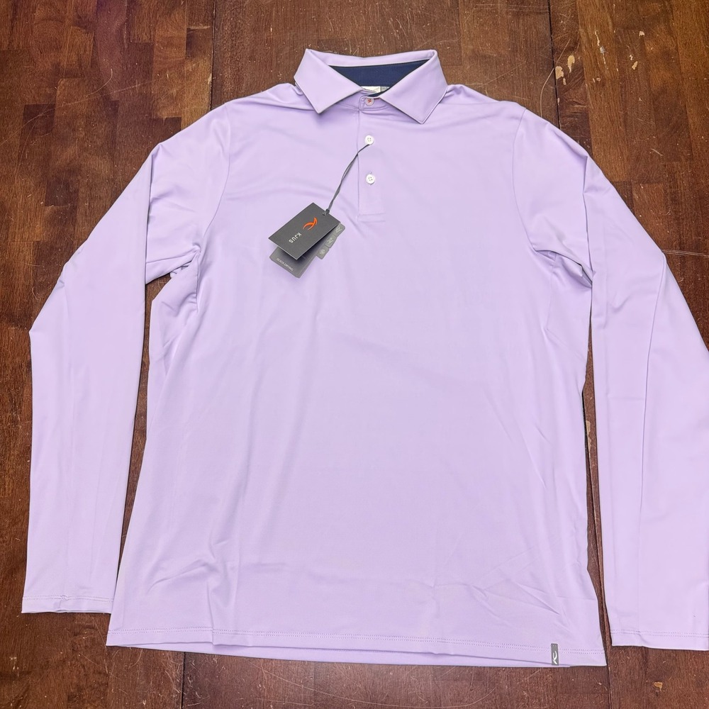 New KJUS Soren Polo Mens Size Medium 50 Lavender Long Sleeve Quick-Dry UPF 50+ - Picture 2 of 11